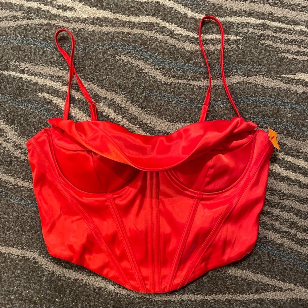 Red Satin Corset Top